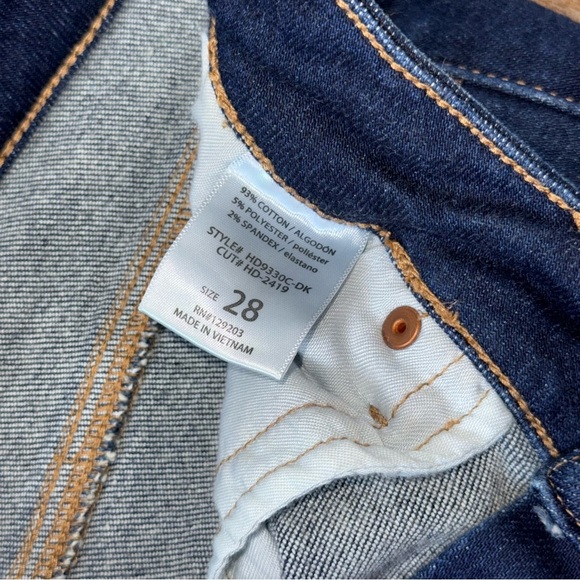 HIDDEN High Rise Wide Leg Jeans Frayed Hem Dark Blue Stretchy ankle crop - Picture 10 of 14